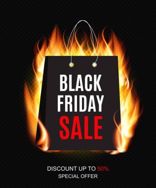 Siyah Cuma satış yazıt afiş tasarım şablonu. Vektör çizim