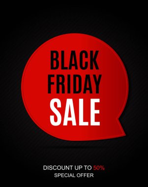 Siyah Cuma satış yazıt afiş tasarım şablonu. Vektör çizim