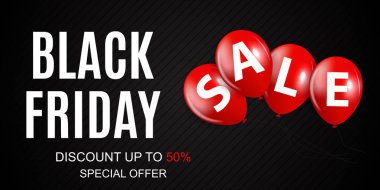 Siyah Cuma satış yazıt afiş tasarım şablonu. Vektör çizim