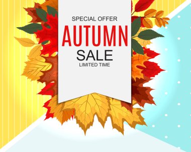 Düşen sonbahar yaprakları ile soyut vektör çizim sonbahar satış arka plan