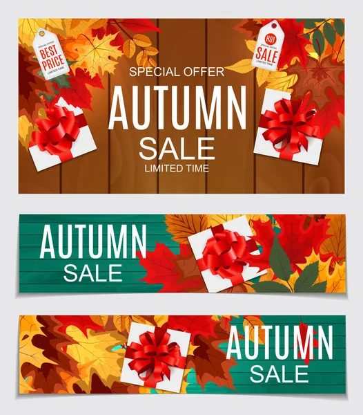 Abstrakte Vektor Illustration Herbst Verkauf Hintergrund mit fallenden — Stockvektor