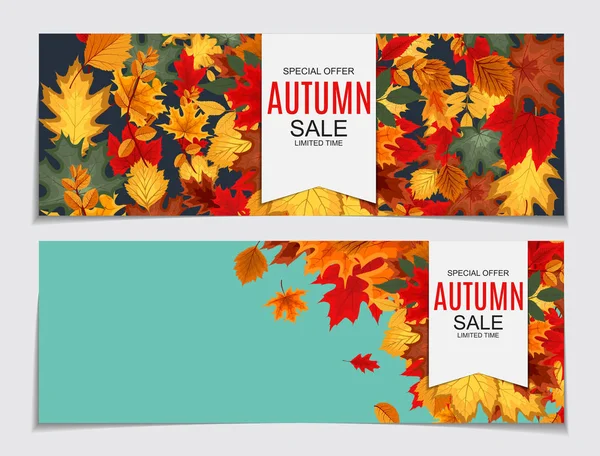 Аннотация Vector Illustration Autumn Sale Background with Falling — стоковый вектор