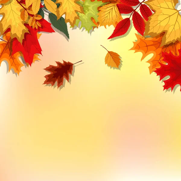 Abstract Vector Illustration Background with Falling Autumn Leav — Stock Vector