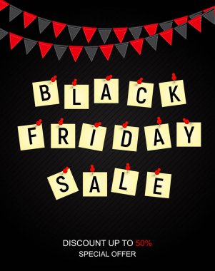 Siyah Cuma satış yazıt afiş tasarım şablonu. Vektör hastası