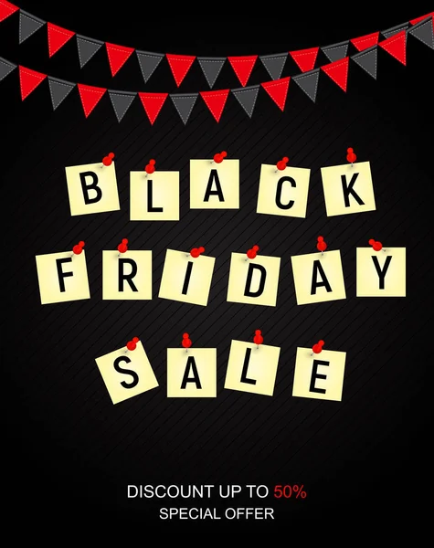 Siyah Cuma satış yazıt afiş tasarım şablonu. Vektör hastası