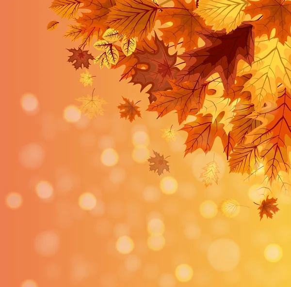 Abstract Vector Illustration Autumn Happy Thanksgiving Background with Falling Autumn Leaves — Stock Vector