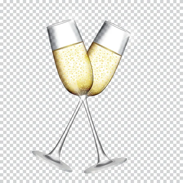 Deux verres de champagne isolés sur fond transparent. Illustration vectorielle — Image vectorielle