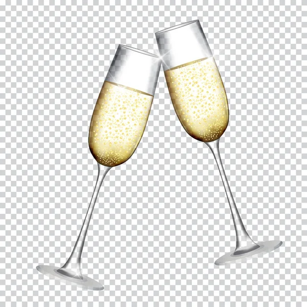 Два бокала шампанского изолированы на прозрачном фоне. Векторная миграция — стоковый вектор