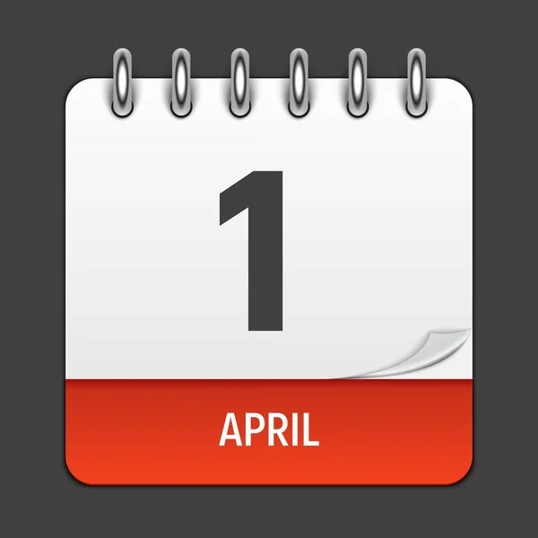 1. dubna denně ikonu kalendáře. Vektor znak obrázek. Prvek designu pro dekorace Office dokumentů a aplikací. Logo, datum, měsíc a dovolené. Blázen s den — Stockový vektor