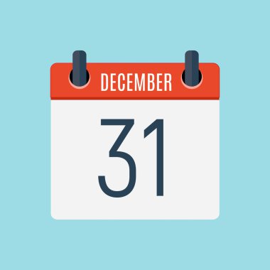 31 Aralık Takvim günlük simgesi. Vektör çizim amblemi. Öğesi tasarım dekorasyon Office belgeleri ve uygulamaları için. Logo gün, Tarih, ay ve tatil