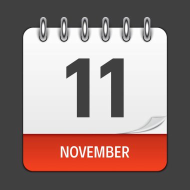 11 Kasım takvim günlük simgesi. Vektör çizim amblemi. Öğesi tasarım dekorasyon Office belgeleri ve uygulamaları için. Logo gün, Tarih, ay ve tatil