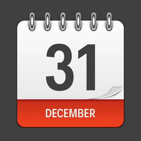 12 월 31 일일 달력 아이콘입니다. 벡터 일러스트 레이 션의 상징 장식 Office 문서 및 응용 프로그램에 대 한 디자인의 요소입니다. 로고, 날짜, 달 및 휴일 — 스톡 벡터