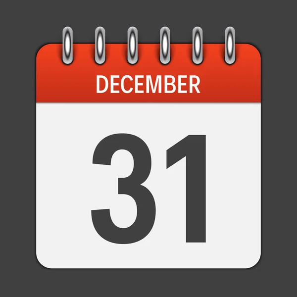 12 月 31 日毎日カレンダーのアイコン。ベクトル図の紋章。Ele — ストックベクタ