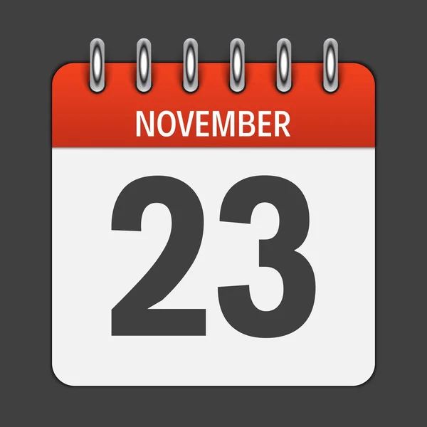 23 de noviembre Calendario Icono diario. Emblema de ilustración vectorial. Ele. — Vector de stock