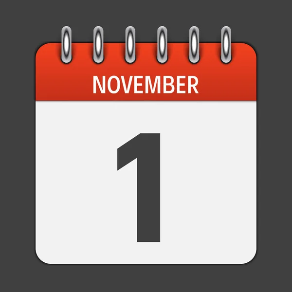 1 novembre Calendario Icona giornaliera. Emblema dell'illustrazione vettoriale. Ele — Vettoriale Stock