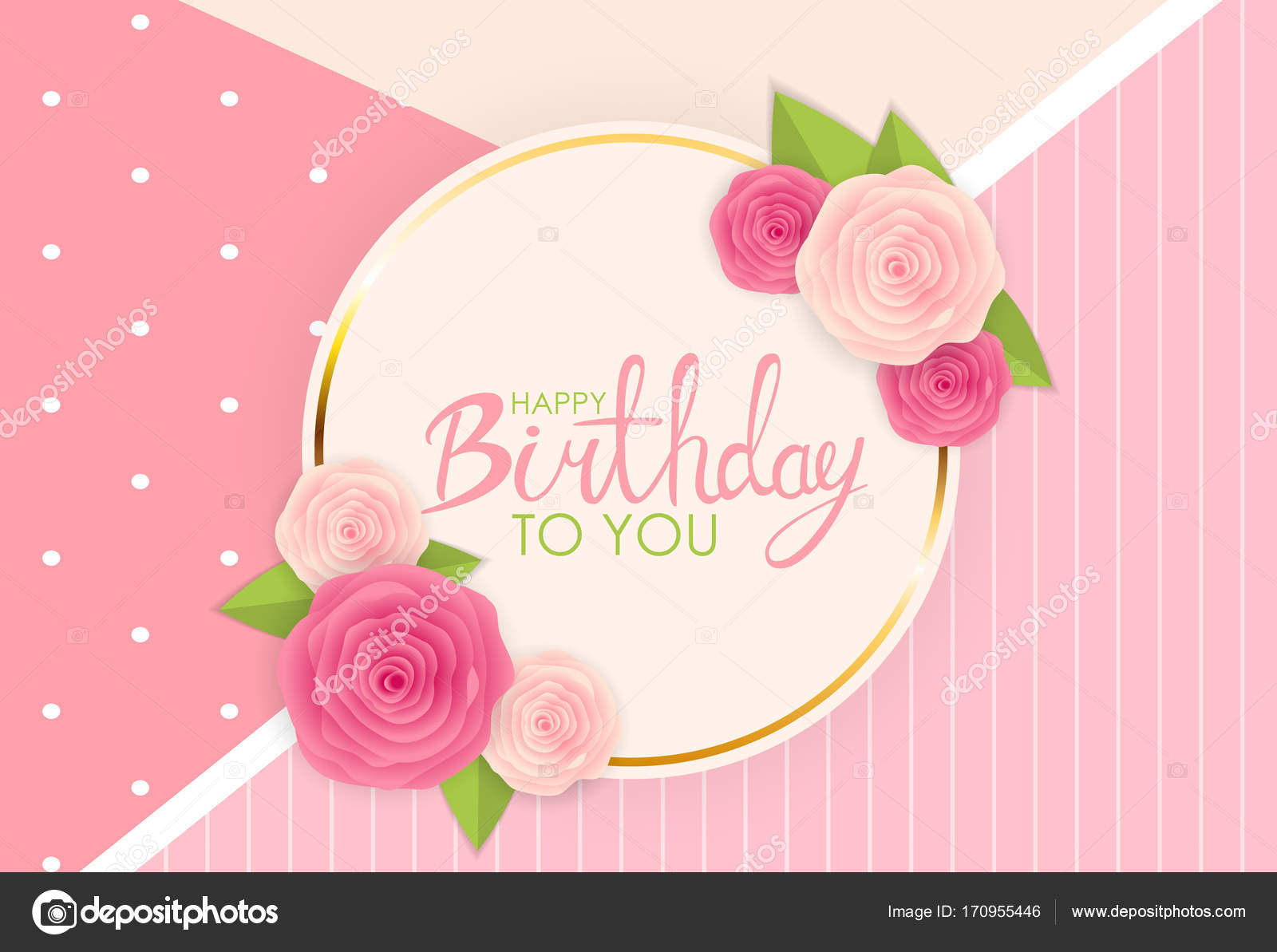 Abstract Happy Birthday Background Card Template with Flowers Vector ...