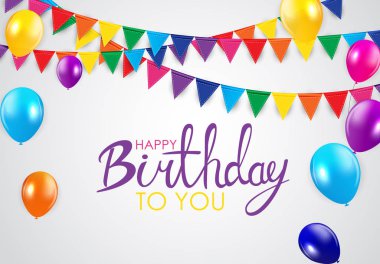 Soyut mutlu yıllar balon arka plan kartı şablonu vektör çizim