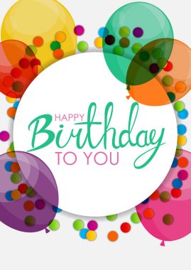 Soyut mutlu yıllar balon arka plan kartı şablonu vektör çizim