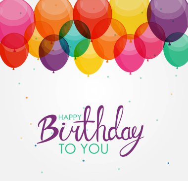 Soyut mutlu yıllar balon arka plan kartı şablonu vektör çizim