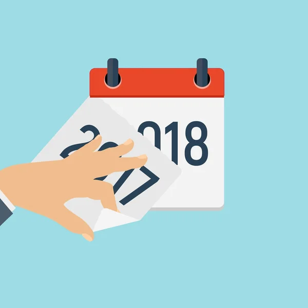 Το νέο έτος 2018 ημερολόγιο επίπεδη καθημερινά εικονίδιο προτύπου. Vector εικονογράφηση έμβλημα. Στοιχείο του σχεδιασμού για διακόσμηση εγγράφων του Office και τις εφαρμογές. Λογότυπο της ημέρα, ημερομηνία, ώρα, μήνα και διακοπές — Διανυσματικό Αρχείο
