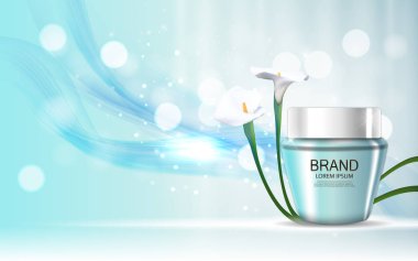 Tasarım kozmetik ürün şablonu reklamlar veya dergi arka plan için. 3D gerçekçi vektör Iillustration