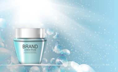 Tasarım kozmetik ürün şablonu reklamlar veya dergi arka plan için. 3D gerçekçi vektör Iillustration