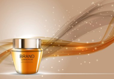 Tasarım kozmetik ürün şablonu reklamlar veya dergi arka plan için. 3D gerçekçi vektör Iillustration