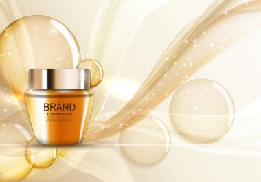 Tasarım kozmetik ürün şablonu reklamlar veya dergi arka plan için. 3D gerçekçi vektör Iillustration