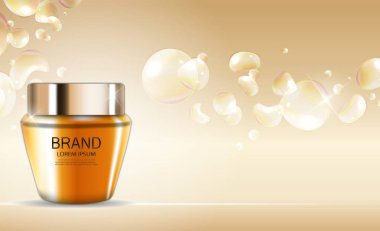 Tasarım kozmetik ürün şablonu reklamlar veya dergi arka plan için. 3D gerçekçi vektör Iillustration