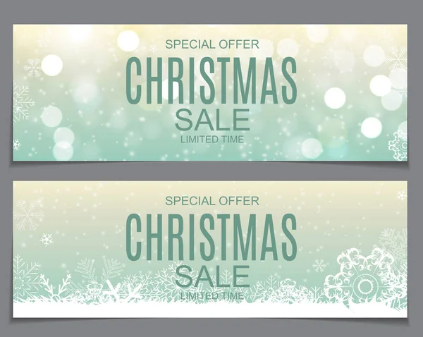 Abstract Vector Illustration Christmas Sale, Special Offer Background with Gift Box and Snow. Winter Hot Discount Card Template — Stock Vector