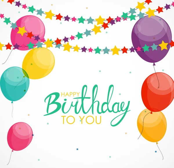 Abstract Happy Birthday Balloon Background Card Template Vector Illustration — Stock Vector