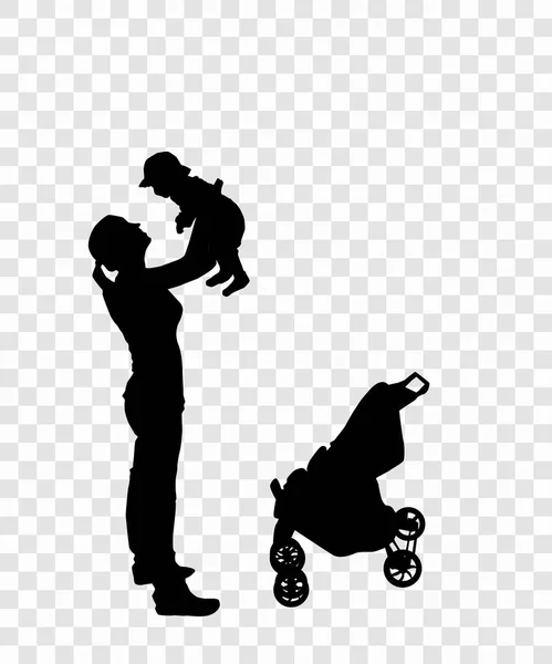 Sticker to car silhouette of mother with child. The Kid is in th — Stock Vector