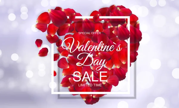 Valentines Day Sale Card with Frame. Vector Illustration — Stock Vector