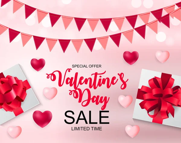 Valentines Day Sale, Discount Card. — Stock Vector