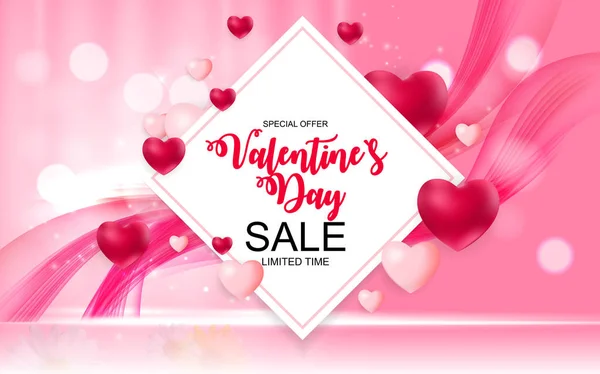 Valentines Day Sale, Discount Card. — Stock Vector