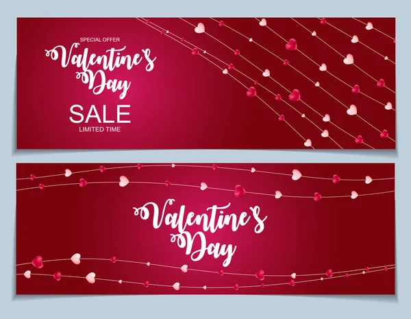 Продажа на День Святого Валентина, Дисконтная карточка. Векторная миграция — стоковый вектор