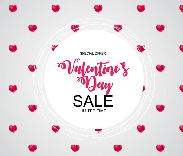 Valentines Day Sale, Discount Card. Vector Illustration — Stock Vector