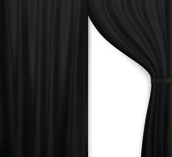 Naturalistic image of Curtain, open curtains Black color. Vector Illustration. — Stock Vector