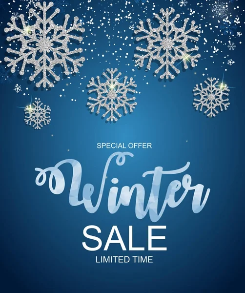 Winter Sale Background Special Offer Banner Background for Business and Advertising. Vector illustration. — Stock Vector