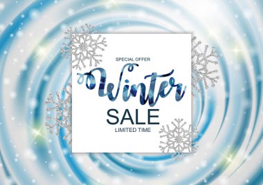 Kış indirimi arka plan özel fırsat afiş arka plan iş ve reklam için. Vektör çizim
