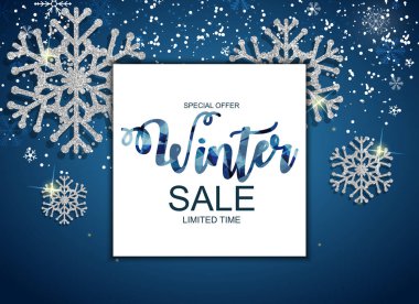 Kış indirimi arka plan özel fırsat afiş arka plan iş ve reklam için. Vektör çizim