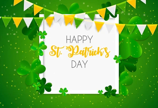 Happy Saint Patricks Day Contexte avec Clover Leaves. Illustration vectorielle — Image vectorielle