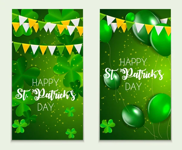 Happy Saint Patricks Day Greeting Card Background with Clover Leaves. Vector Illustration — Stock Vector