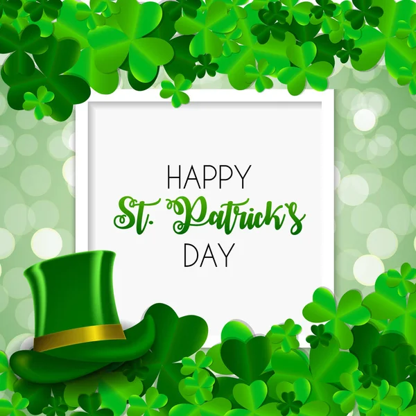 Happy Saint Patricks Day Contexte avec Clover Leaves. Illustration vectorielle — Image vectorielle