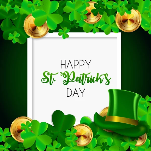 Happy Saint Patricks Day Contexte avec Clover Leaves. Illustration vectorielle — Image vectorielle