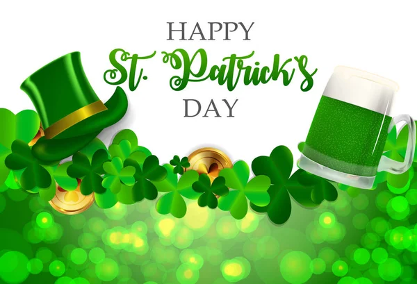 Happy Saint Patricks Day Contexte avec Clover Leaves. Illustration vectorielle — Image vectorielle