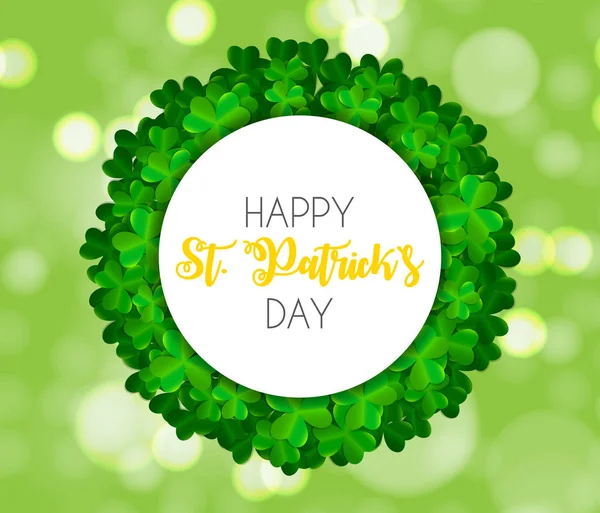 Happy Saint Patricks Day Contexte avec Clover Leaves. Illustration vectorielle — Image vectorielle