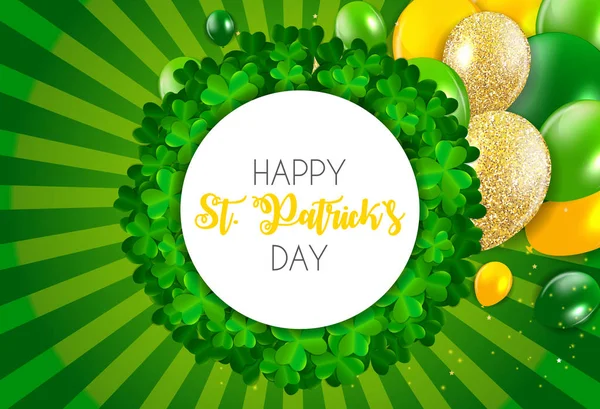 Happy Saint Patricks Day Contexte avec Clover Leaves. Illustration vectorielle — Image vectorielle