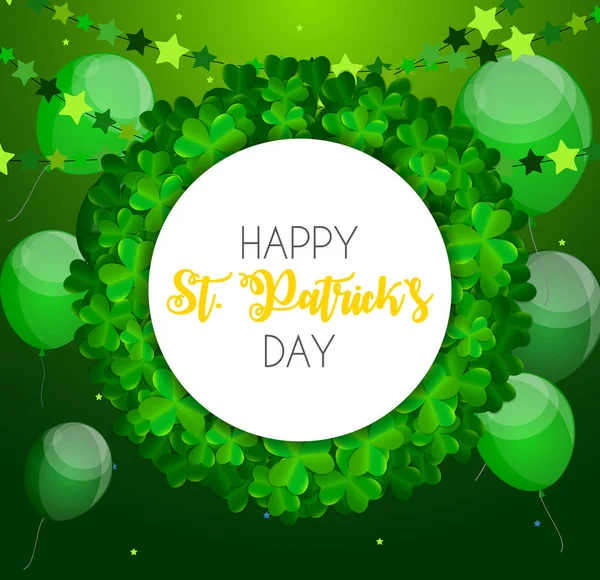 Happy Saint Patricks Day Contexte avec Clover Leaves. Illustration vectorielle — Image vectorielle