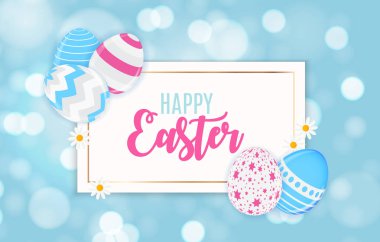 Mutlu Paskalya yumurta ile şirin arka plan. Vektör çizim